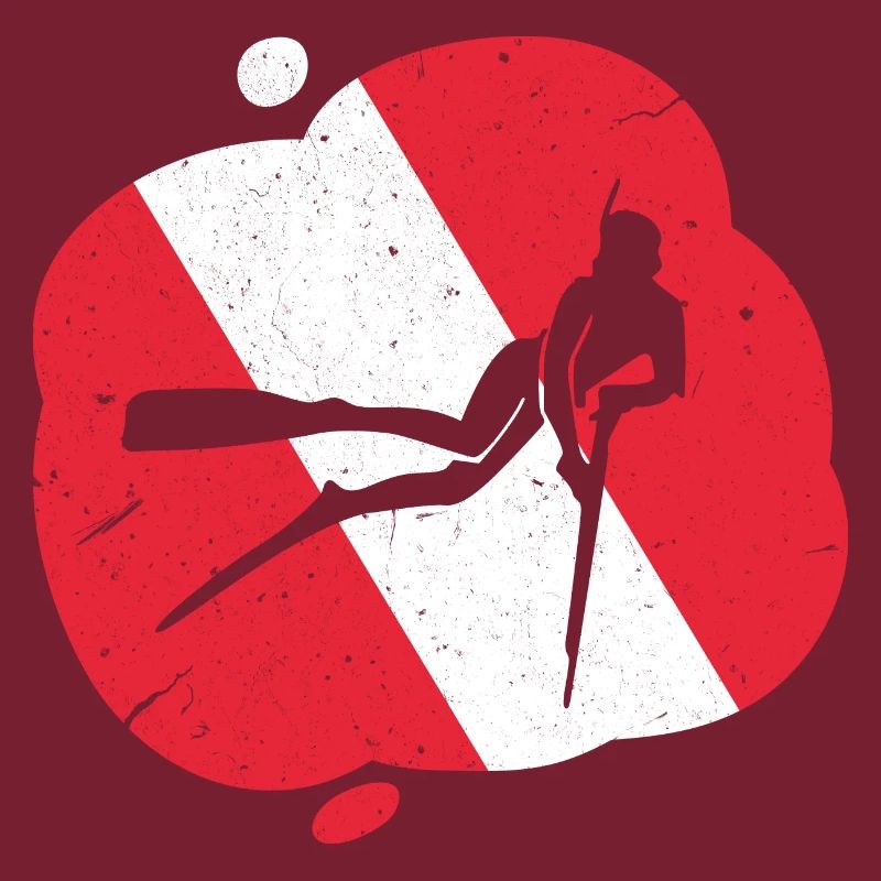 Rouge Blanc Plongée Drapeau Harpon Chasse Plongeur