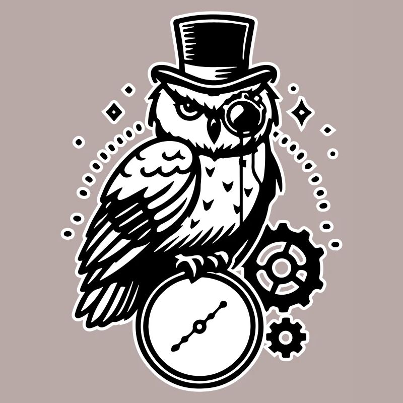 Steampunk Eule und Uhr Design
