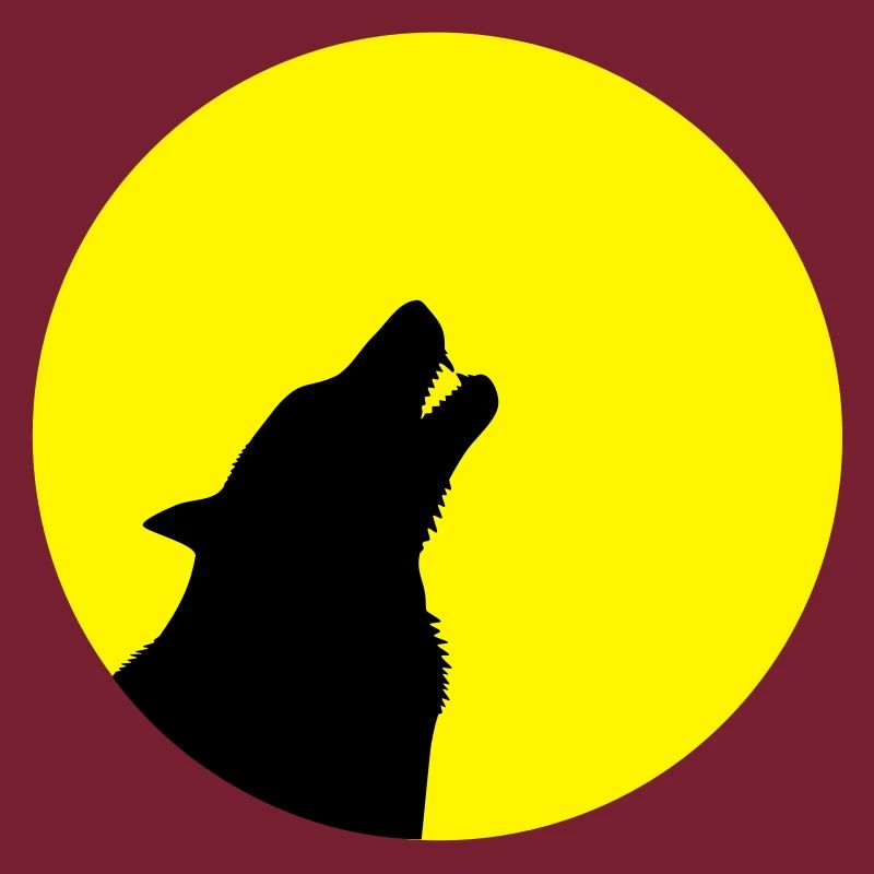 Loup hurlant devant les dents de lune wolve