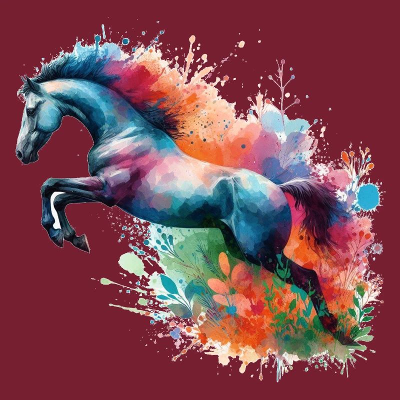 Springpferd Silhouette aquarell
