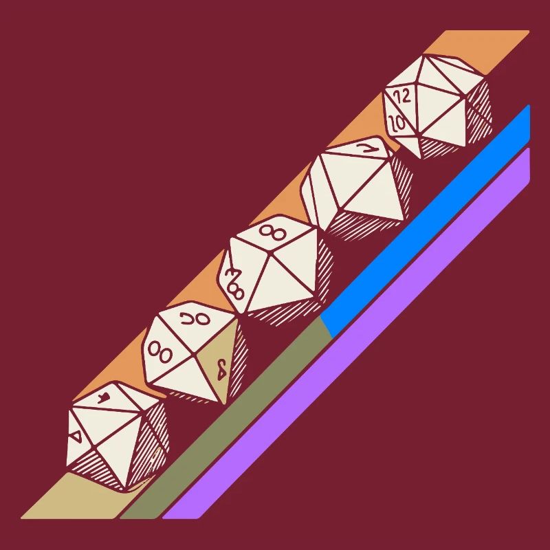 Retro Minimalist Polyhedral Dice Set Tabletop RPGP