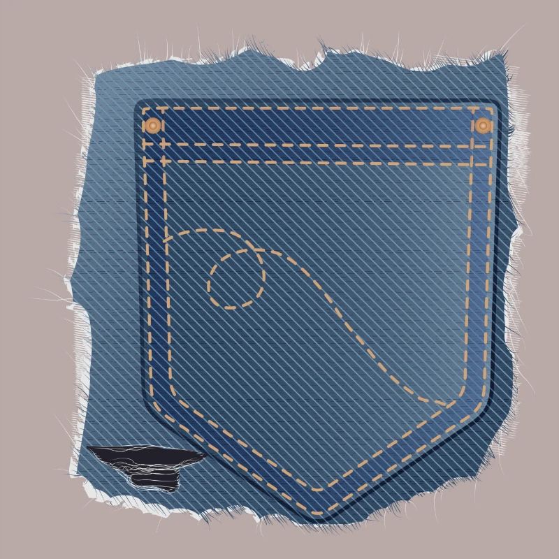 torn jeans fabric with trouser pocket