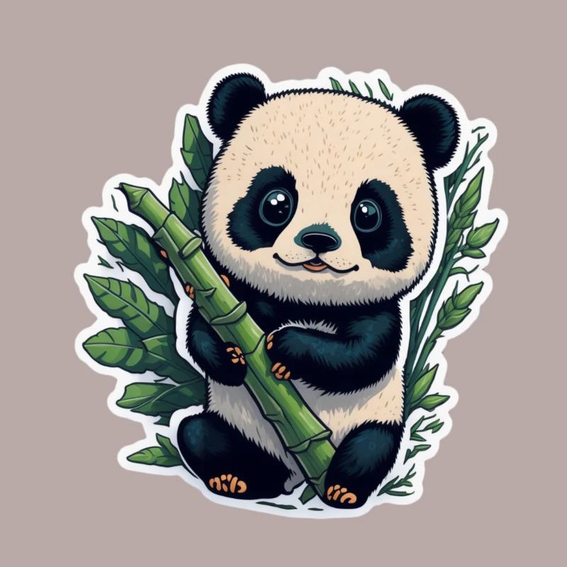 Panda mignon avec bambou