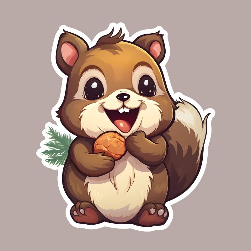 Cute squirrel with nut