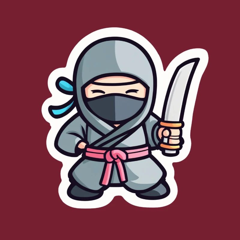 Ninja gris mignon avec épée katana