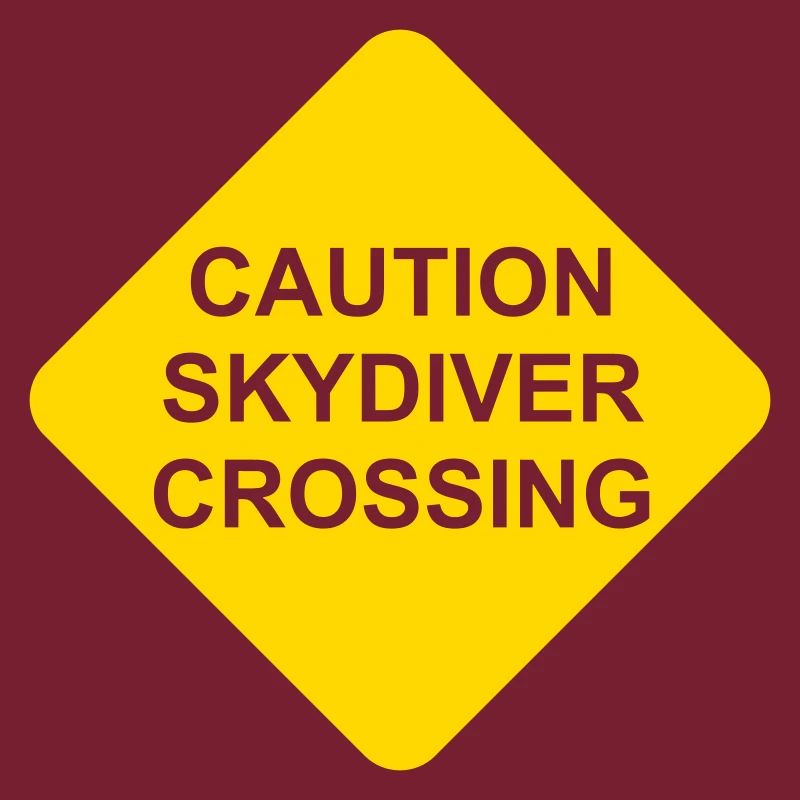 Caution Skydiver Crossing Shield transparent