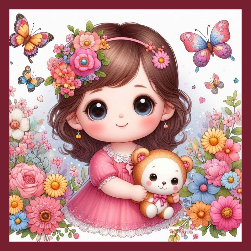 Kleines Mädchen mit ihrer Puppe