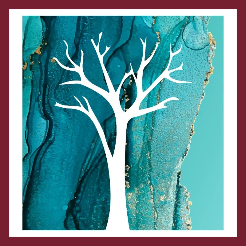 White Tree with Abstract Marble Background
