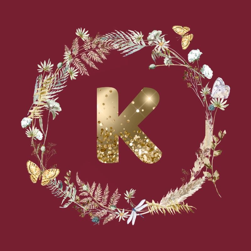 K Monogramme Paillettes Boho Couronne