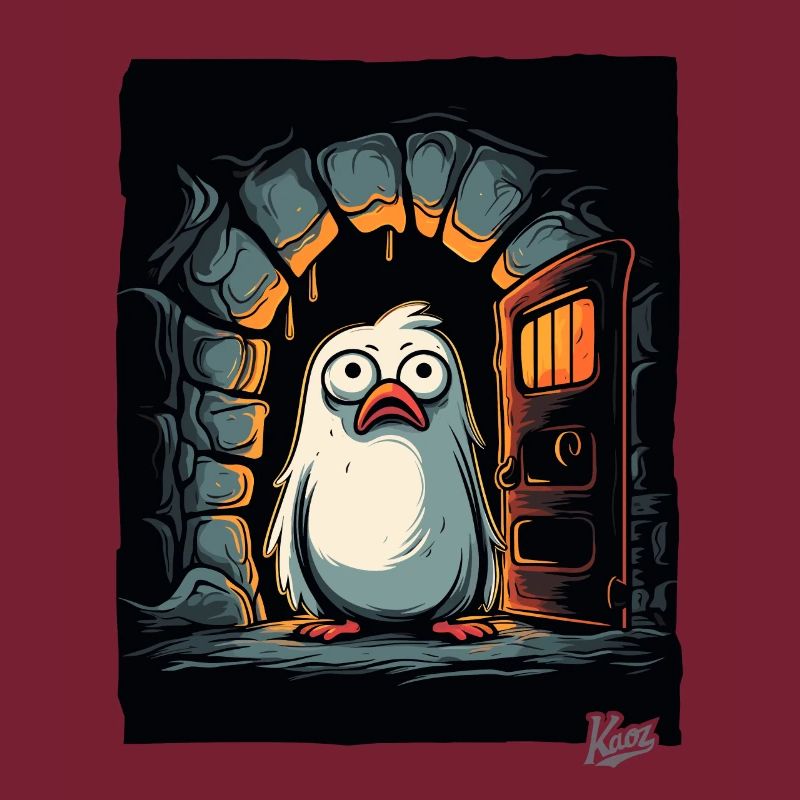 Déconcerté petit oiseau mignon dans le donjon donjon