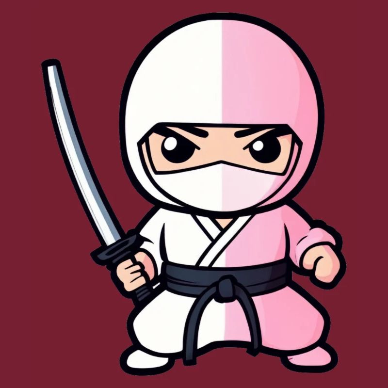 Mignon ninja blanc avec épée katana