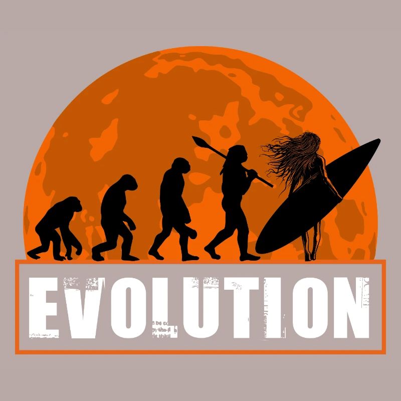 Évolution de la silhouette vintage du coucher de soleil surf