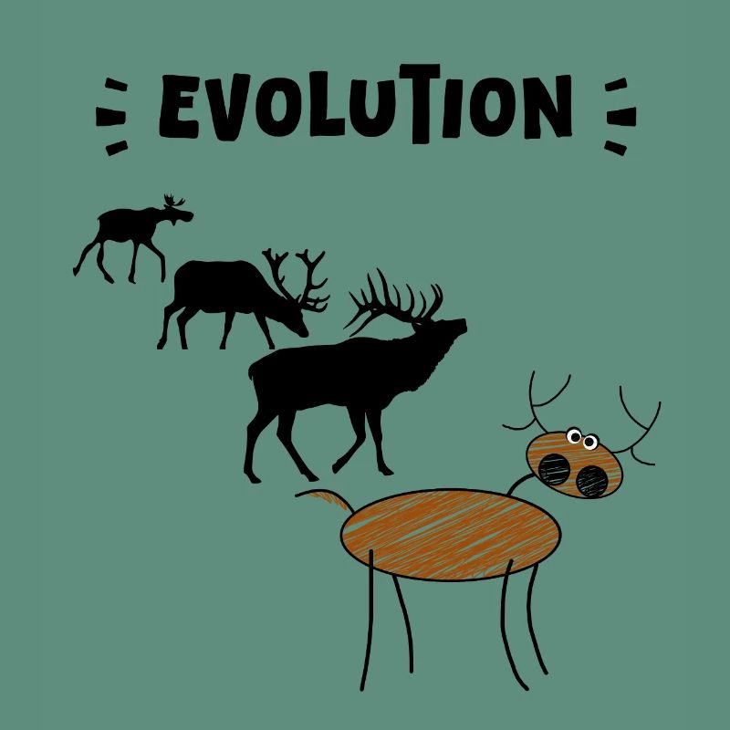 Die Evolution der Hirsche – Lustige Stadien der Evolution.