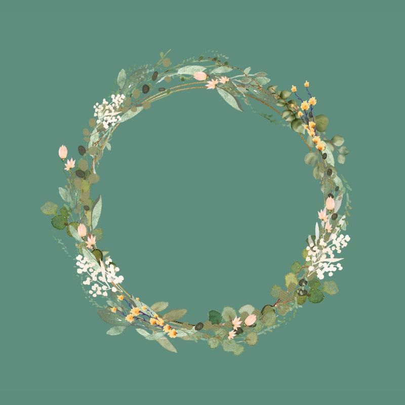 Flowers, eucalyptus wreath, customizable