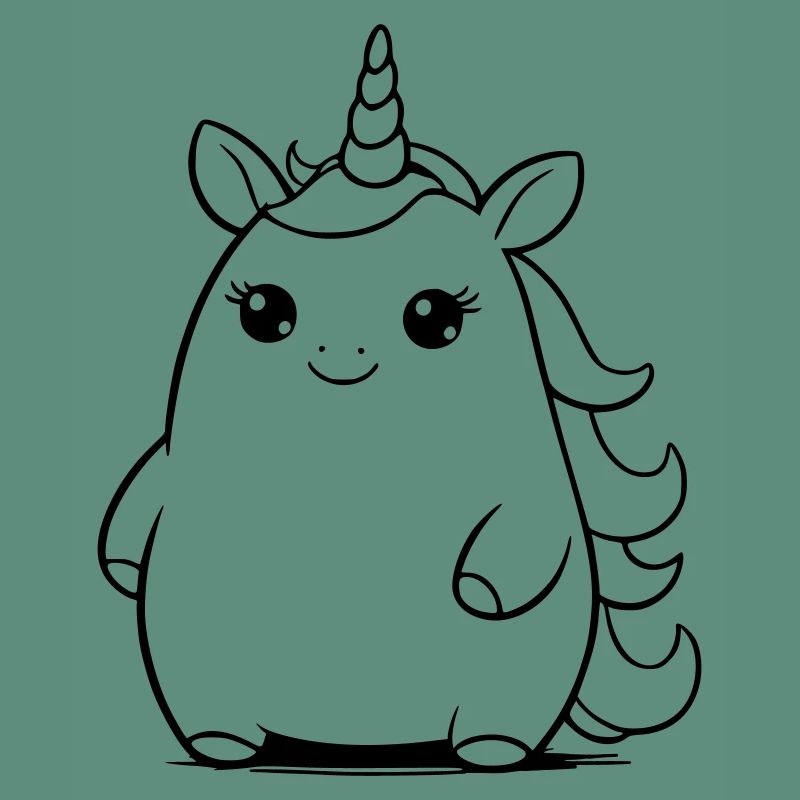 Chubby unicorn as vector illustration