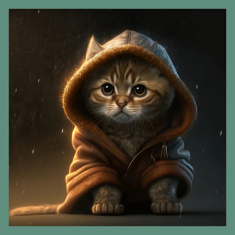 Le chat mignon a trop froid avec un pull à capuche