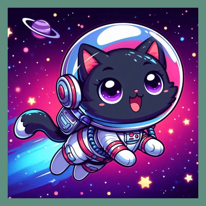 Space Kitty heureux dans l’espace