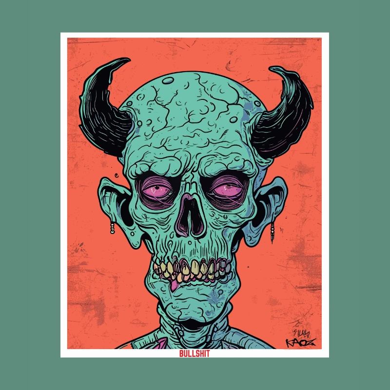 The Bullshit Monster Zombie Devil Skull