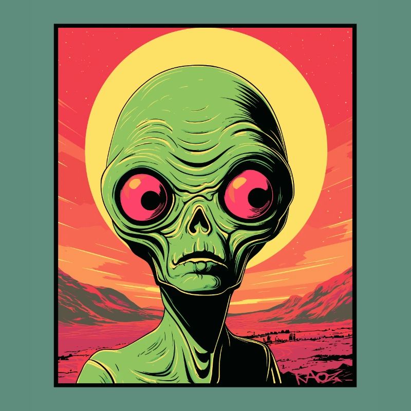 A small green alien on Mars
