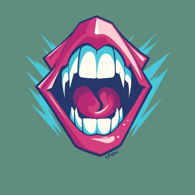 Vampire dentition with sharp teeth