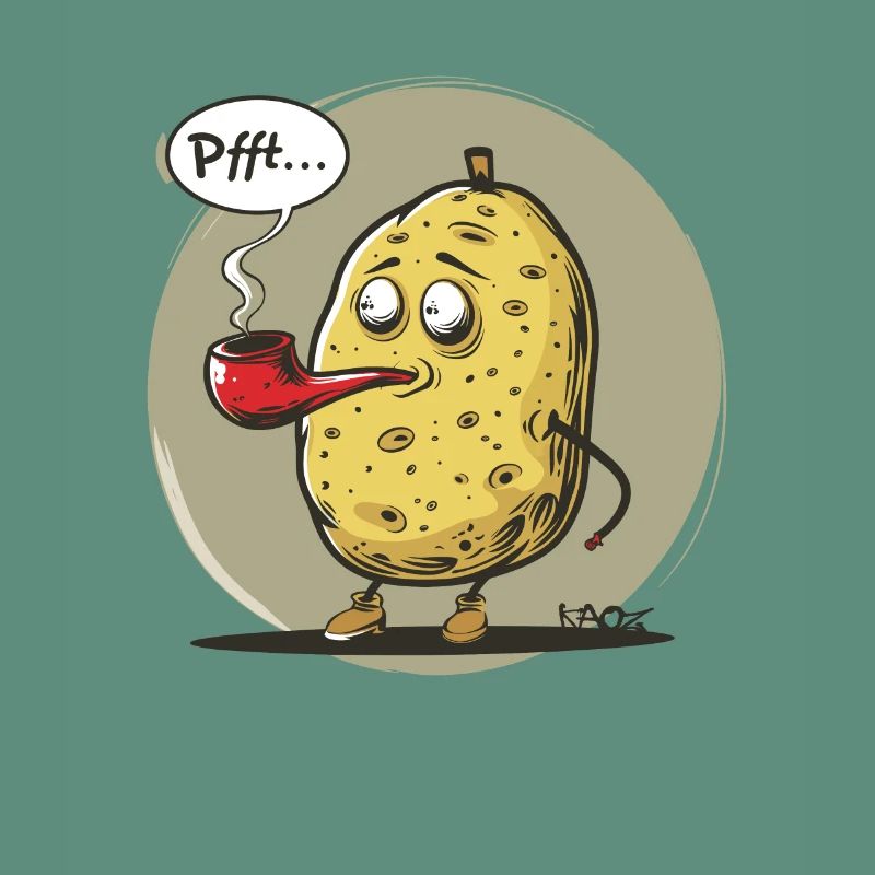 Dessin animé pomme de terre avec pipe à tabac