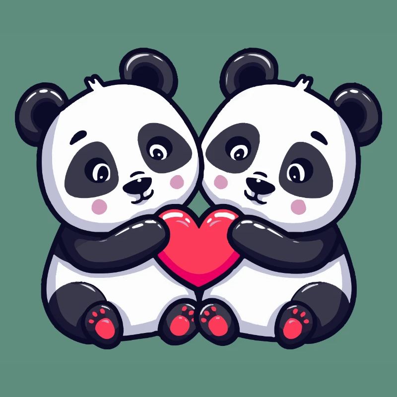 Panda Comic Paar Liebe
