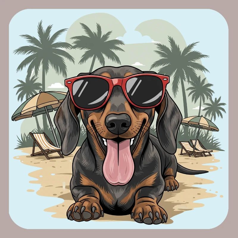 Dackel Beach Dackel Dackel mit cooler Brille