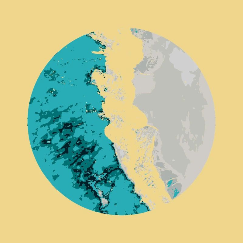 Split Earth Teal Moon