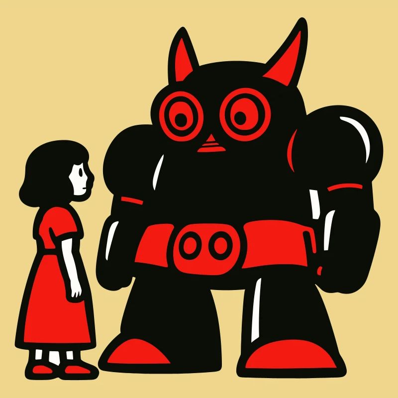 Mädchen und Roboter