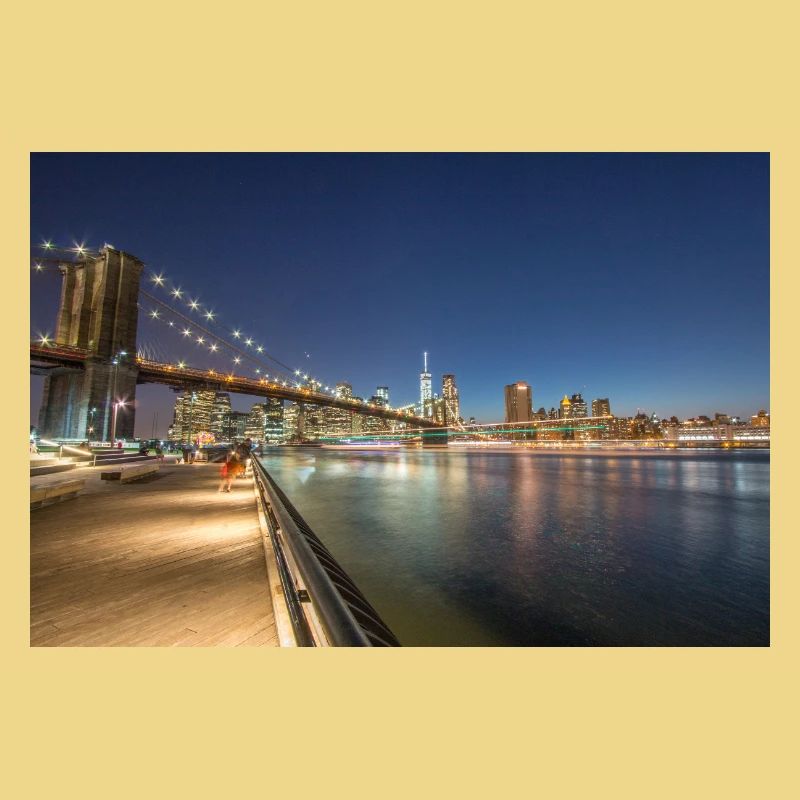 Panoramic View Brooklyn Bridge and Skyline