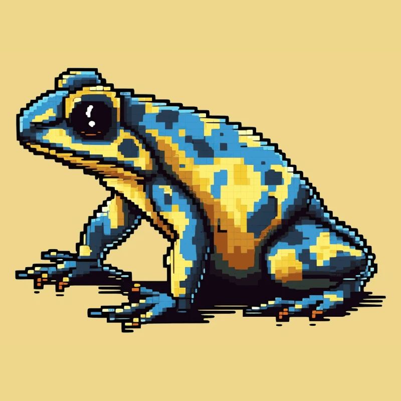 Farbenfroher Retro Pixel Pfeilgiftfrosch in 8 Bit