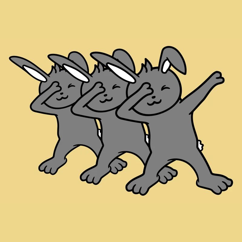 3 Bunnies Dabbing Dab Dance Pose Dancing Party Celebrate