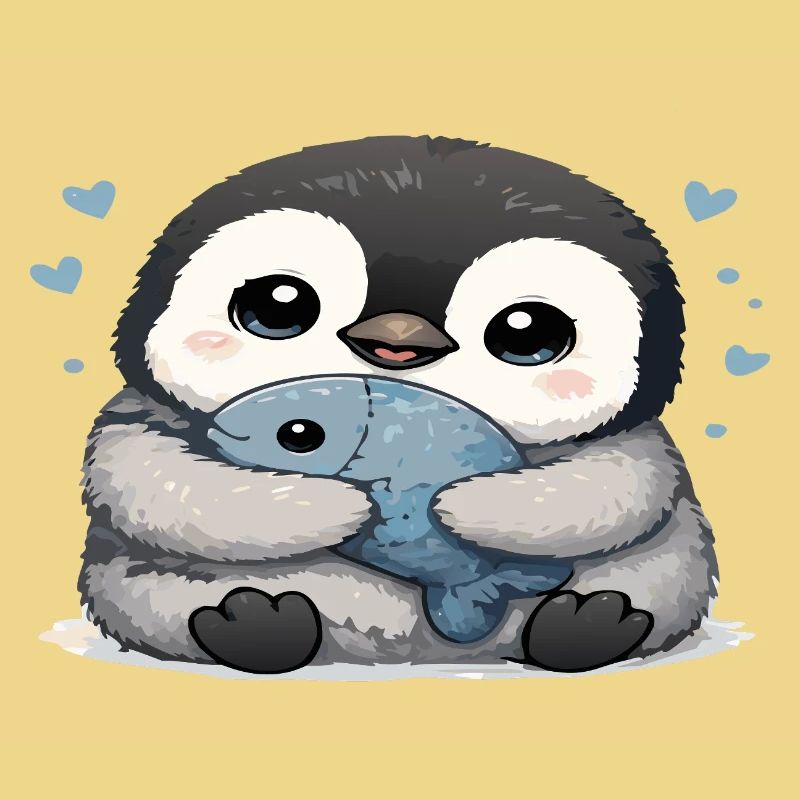 Cuddly Penguin with Fish