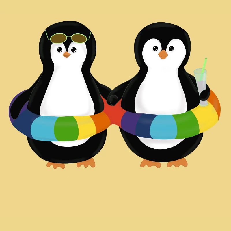 Pingouins dans le ring de natation