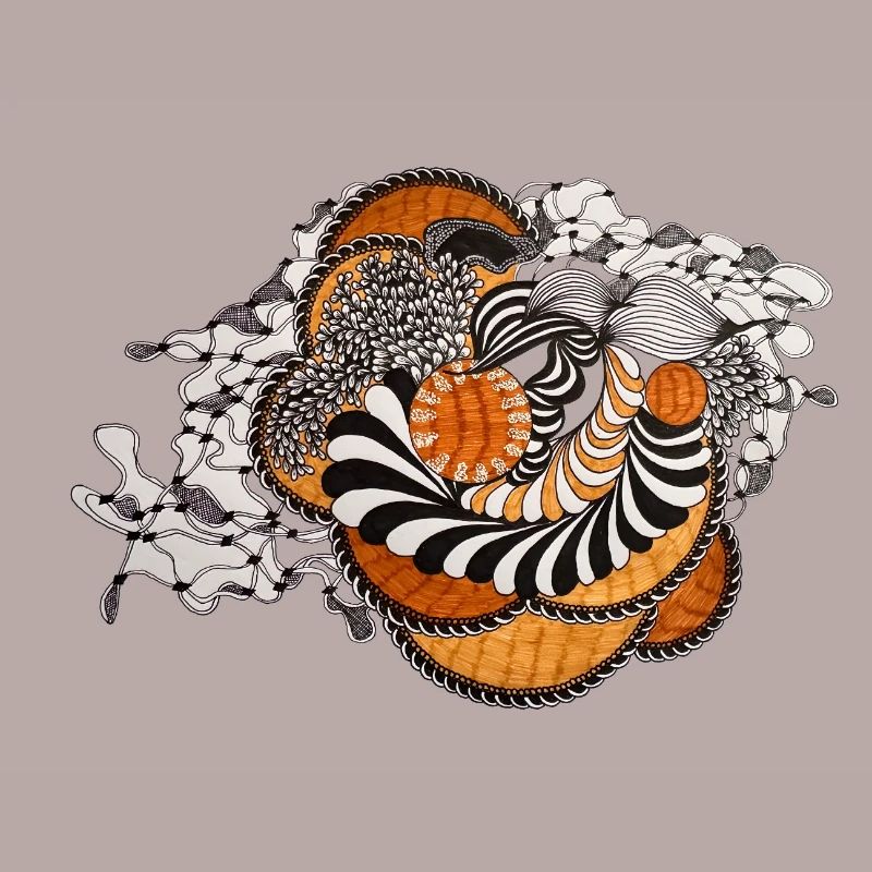 Orange Spiral Black and White Pattern