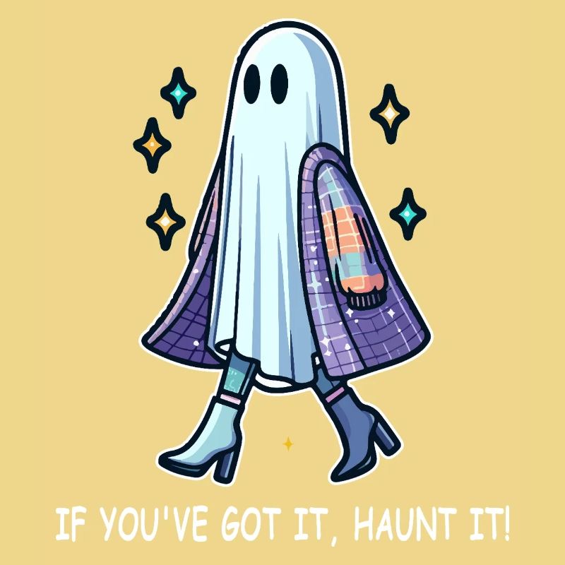 Chic ghost in boots and jacket