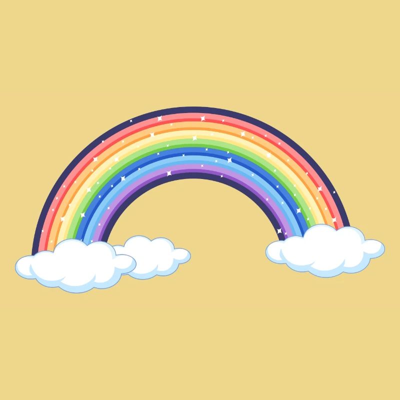 Lebendiger Regenbogen über den Wolken