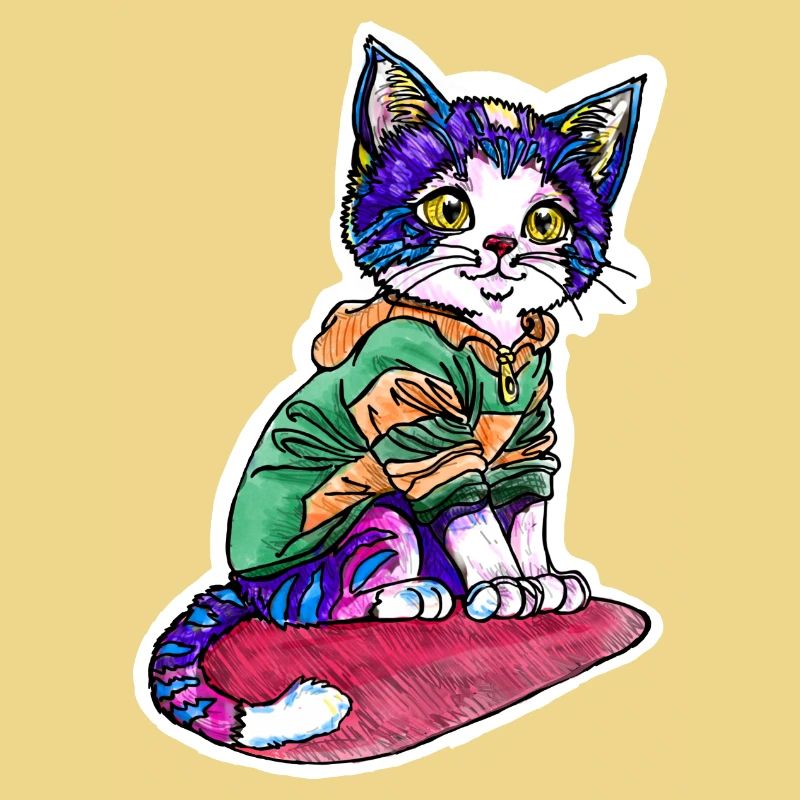 Chat en pull vert