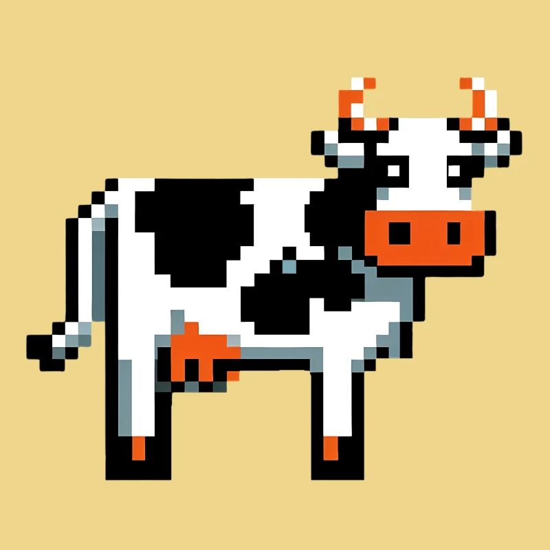 Pixel Cow Retro Pixel Graphics Basic design 2D Pixel