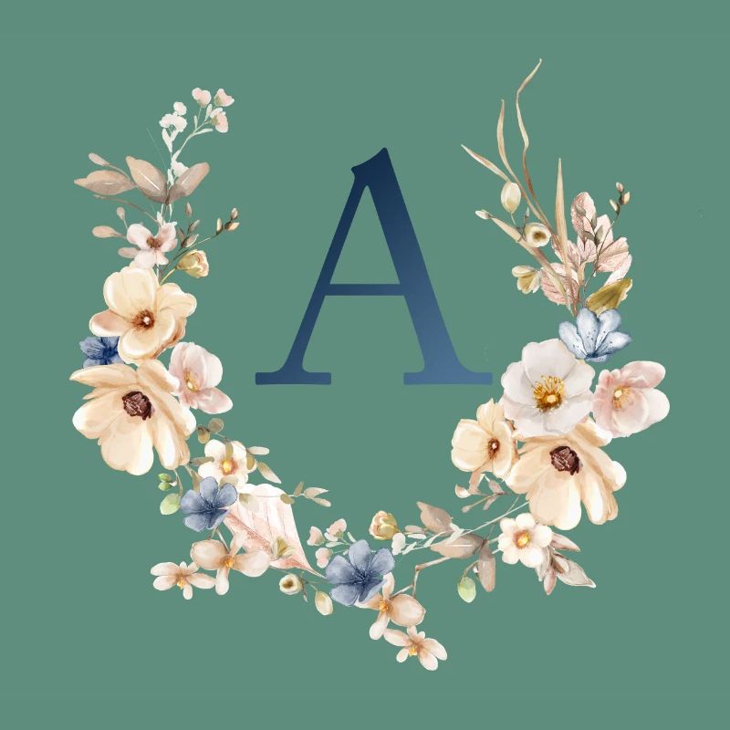 A Monogramm , Floral, Boho