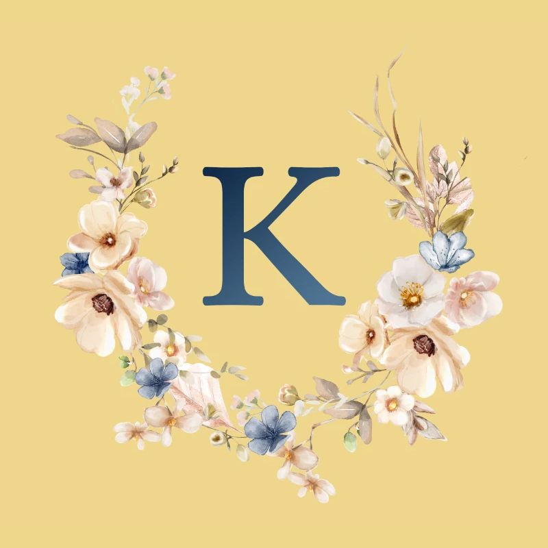 K Monogramm , Floral, Boho