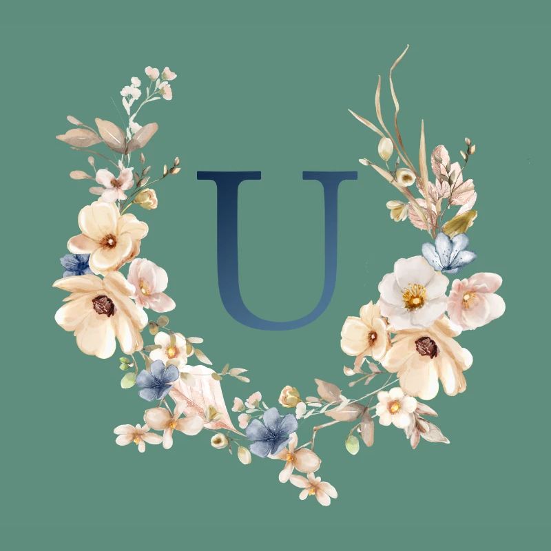 U Monogram, Floral, Boho