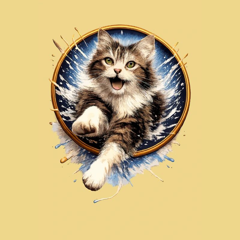 Saut de l’anneau pour chat dans un éclaboussure d’eau