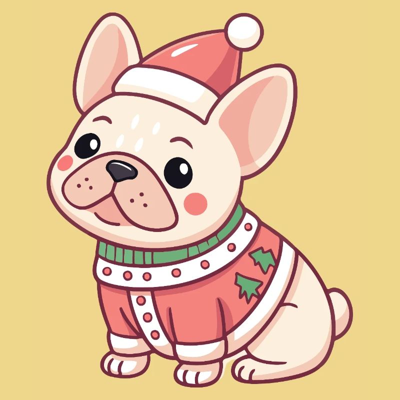 Chiot Noël en pull rouge