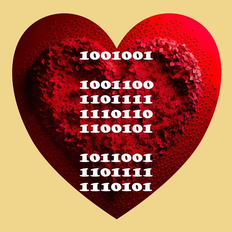 Encrypted declaration of love in binary code