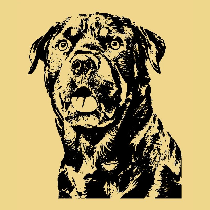 Image d’un Rottweiler dans un logo classique.