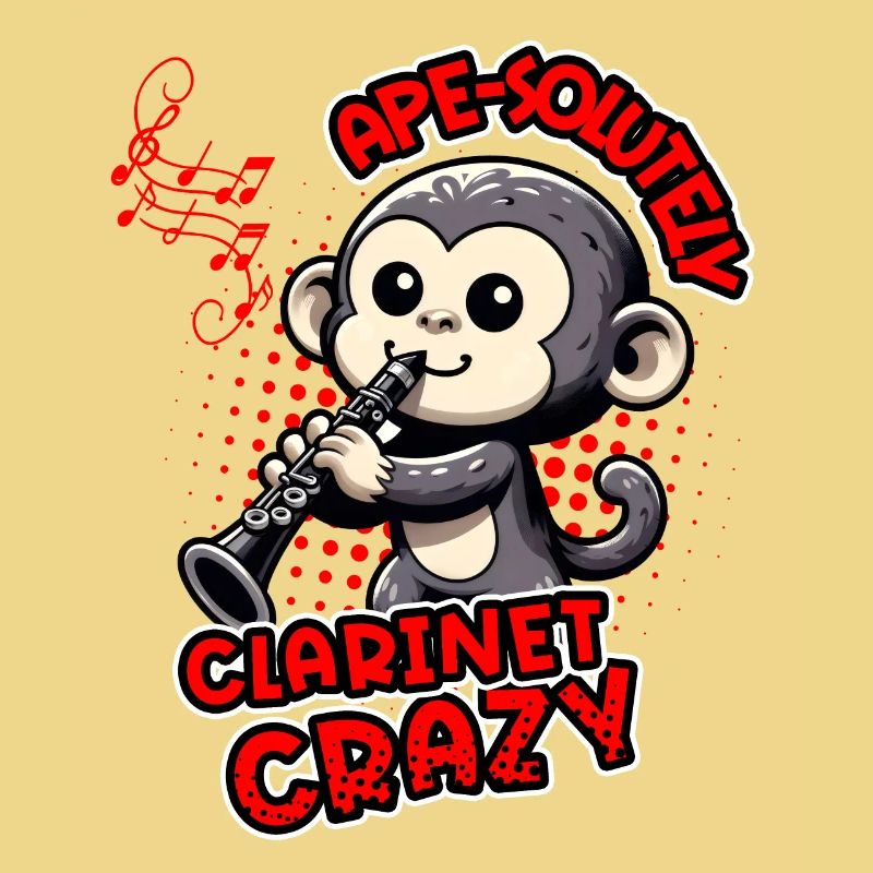 Ape-solutely Clarinet Crazy Funny Monkey Design