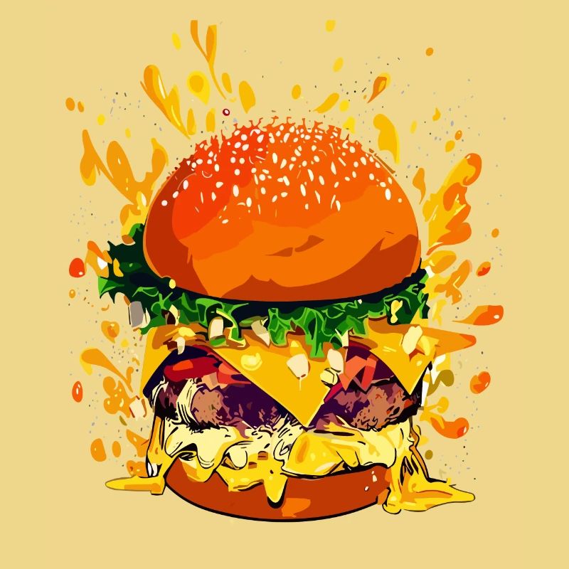 Cheeseburger extravagant avec éclaboussures de fromage