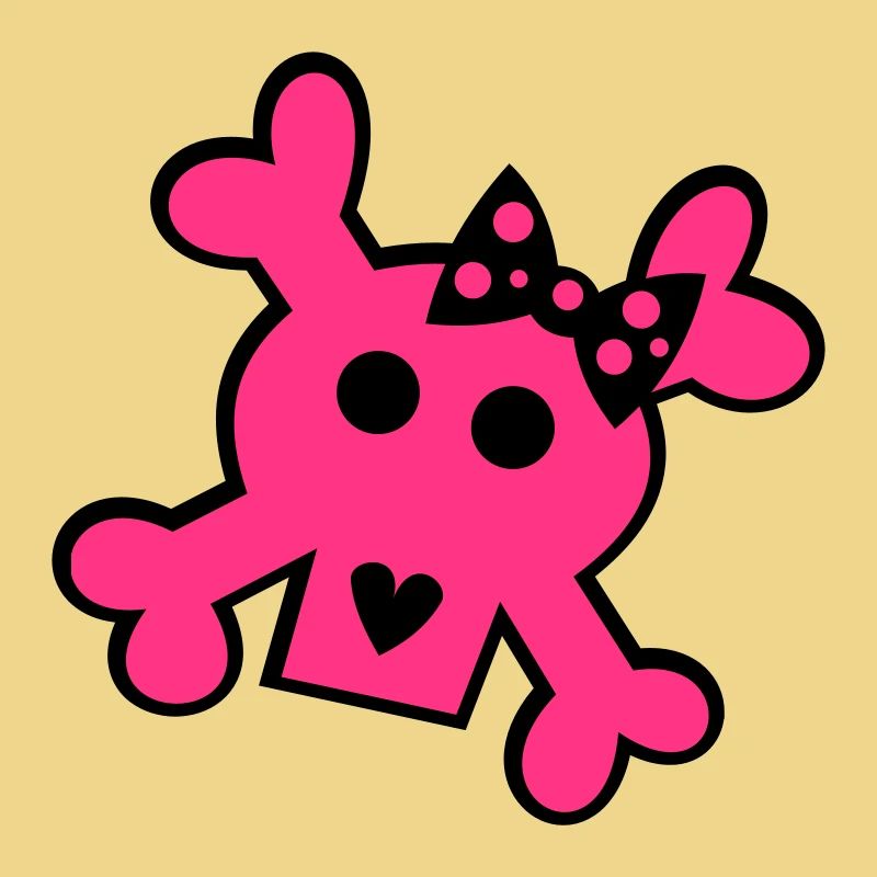 cute comic skull in pink