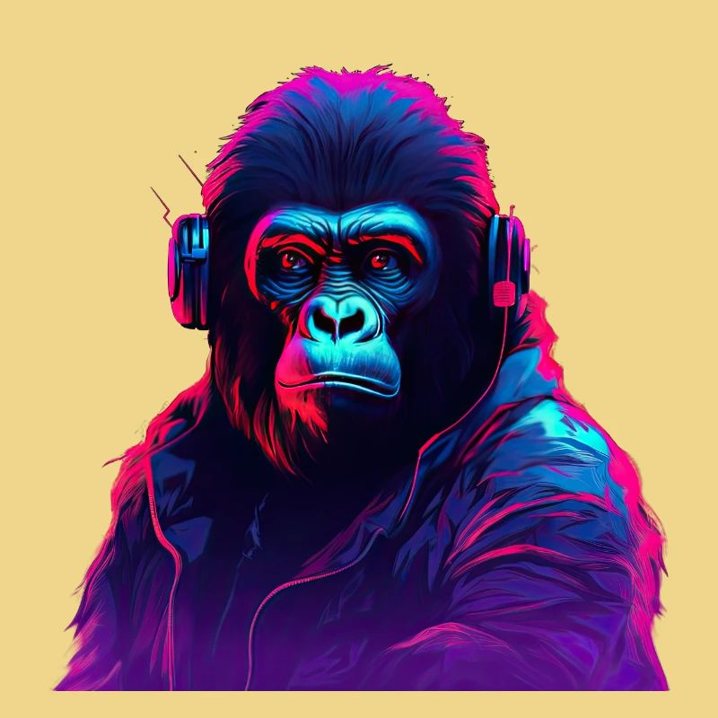 Synthwave Neon Beats d’un gorille